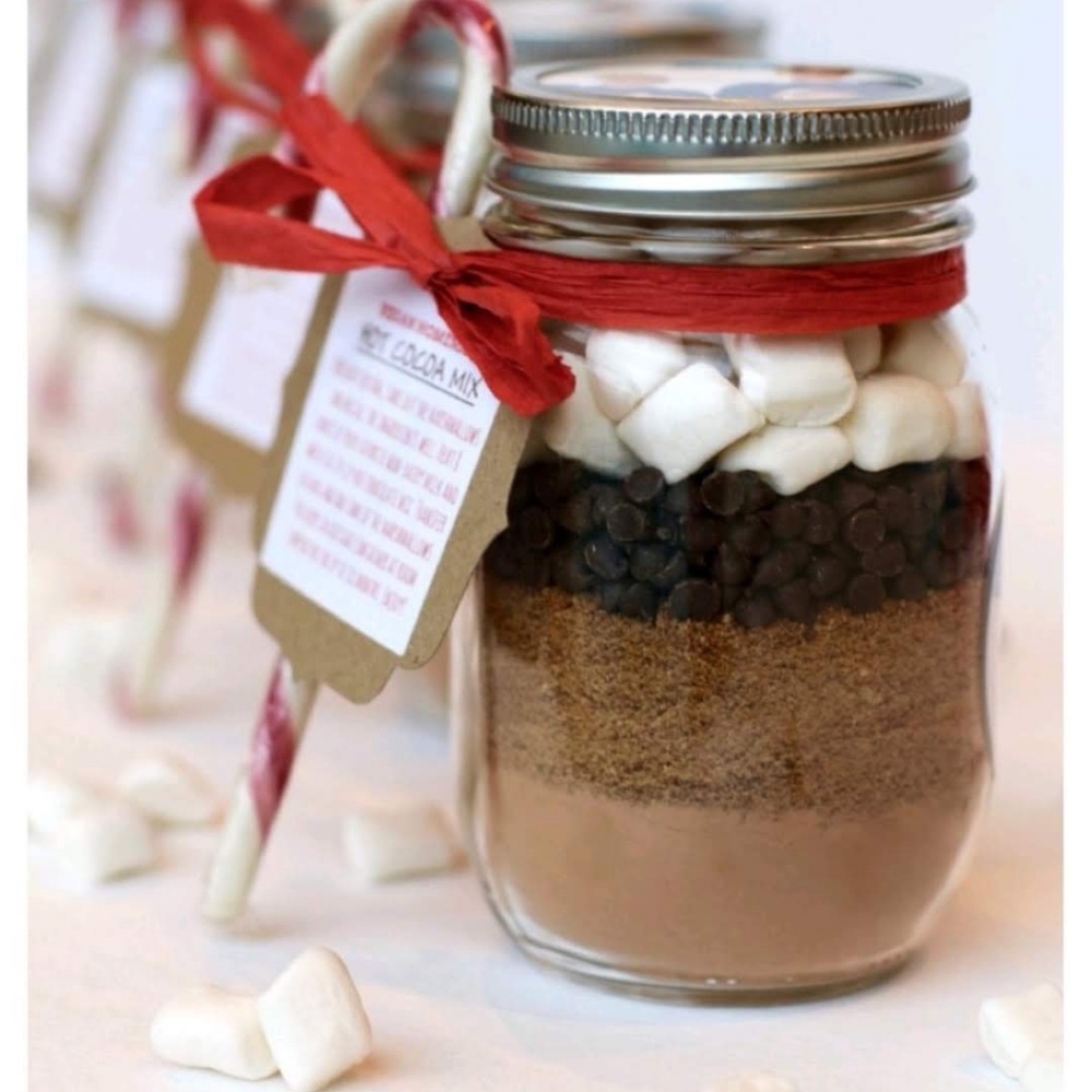 HOMEMADE DECORATIVE COCOA GIFT MASON JARS